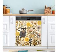 xigua Magnetic Dishwasher Stickers Vintage Owls Kitchen Dishwasher Cover Sticker, Panel Decal Home Decor Cabinet Appliances Stickers 23in W x 26in H