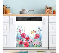 xigua Magnetic Dishwasher Stickers Watercolor Flower Kitchen Dishwasher Cover Sticker, Panel Decal Home Decor Cabinet Appliances Stickers 23in W x 26in H