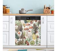 xigua Magnetic Dishwasher Stickers Watercolor Mushrooms Kitchen Dishwasher Cover Sticker, Panel Decal Home Decor Cabinet Appliances Stickers 23in W x 26in H