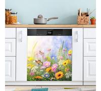 xigua Magnetic Dishwasher Stickers Wild Flowers Kitchen Dishwasher Cover Sticker, Panel Decal Home Decor Cabinet Appliances Stickers 23in W x 26in H