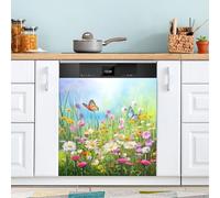 xigua Magnetic Dishwasher Stickers Wild Flowers Kitchen Dishwasher Cover Sticker, Panel Decal Home Decor Cabinet Appliances Stickers 23in W x 26in H