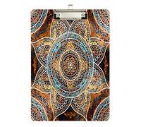 xigua Mandala Pattern Clipboard Cute Design Letter Size Clipboard A4 Standard Size 9 x 12.5 Inch with Low Profile Metal Clip for Students, Classroom, Office, Women, Kids