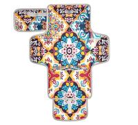 xigua Mexican Ceramic Tile 7 Portable Diaper Changing Pad, Waterproof Baby Changing Mat with Storage Pocket & Built-in Pillow, Foldable Travel Pad, Newborn Gift Set for Boy Girl
