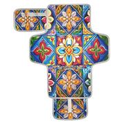 xigua Mexican Ceramic Tile Portable Diaper Changing Pad, Waterproof Baby Changing Mat with Storage Pocket & Built-in Pillow, Foldable Travel Pad, Newborn Gift Set for Boy Girl