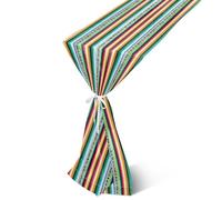xigua Mexican Serape Blanket Pattern Chiffon Table Runners,Sheer Romantic Tulle Table Runner for Halloween Wedding Bridal Tea Party Baby Shower Birthday Party Table Decorations(120x27in)870