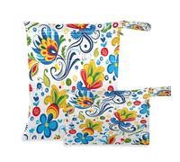 xigua Mexican Tile Style Wet Bag Nappy Bag,2 PCS Wet Dry Bag, Reusable Produce Bags,Waterproof Washable Hanging Large Two Zippered Pockets for Baby Diaper Travel Beach Pool Daycare Gym Bag530