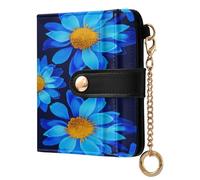 xigua Midnight Bloom Wallet for Women, Small Slim PU Leather Credit Card Wallets RFID Blocking Bifold, Zipper Coin Pocket Purse