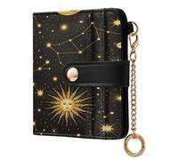 xigua Moon Stars Constellations Wallet for Women, Small Slim PU Leather Credit Card Wallets RFID Blocking Bifold, Zipper Coin Pocket Purse