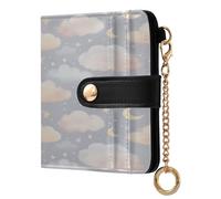 xigua Moons Wallet for Women, Small Slim PU Leather Credit Card Wallets RFID Blocking Bifold, Zipper Coin Pocket Purse