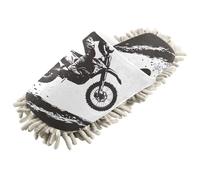 xigua Motorcycle Rider in The Air Mop Slippers Cleaning Tool Slippers Anti-Slip Mopping Shoes Microfiber Floor House Slippers （M）