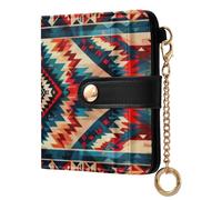 xigua Native Tapestry Pattern Wallet for Women, Small Slim PU Leather Credit Card Wallets RFID Blocking Bifold, Zipper Coin Pocket Purse