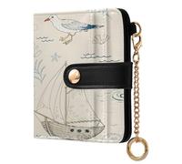 xigua Nautical Lighthouse Wallet for Women, Small Slim PU Leather Credit Card Wallets RFID Blocking Bifold, Zipper Coin Pocket Purse
