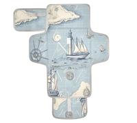 xigua Nautical Map Portable Diaper Changing Pad, Waterproof Baby Changing Mat with Storage Pocket & Built-in Pillow, Foldable Travel Pad, Newborn Gift Set for Boy Girl
