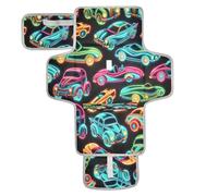xigua Neon Cars Portable Diaper Changing Pad, Waterproof Baby Changing Mat with Storage Pocket & Built-in Pillow, Foldable Travel Pad, Newborn Gift Set for Boy Girl