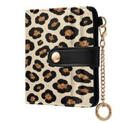 xigua Netural Leopard Print Wallet for Women, Small Slim PU Leather Credit Card Wallets RFID Blocking Bifold, Zipper Coin Pocket Purse