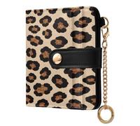 xigua Netural Leopard Print Wallet for Women, Small Slim PU Leather Credit Card Wallets RFID Blocking Bifold, Zipper Coin Pocket Purse