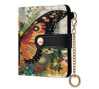 xigua Orange Butterfly Wallet for Women, Small Slim PU Leather Credit Card Wallets RFID Blocking Bifold, Zipper Coin Pocket Purse