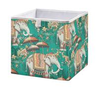 xigua Ornamental Elephants Storage Cubes - 11 Inch Heavy Duty Fabric Storage Cubes for Shelves Closet - Collapsible Bins for Organizing Clothes Blankets Toys