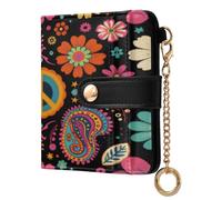 xigua Paisley Floral Wallet for Women, Small Slim PU Leather Credit Card Wallets RFID Blocking Bifold, Zipper Coin Pocket Purse