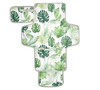 xigua Palm Tree Leaves Portable Diaper Changing Pad, Waterproof Baby Changing Mat with Storage Pocket & Built-in Pillow, Foldable Travel Pad, Newborn Gift Set for Boy Girl