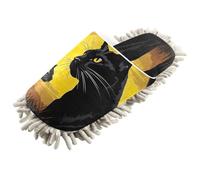 xigua Panther Father and Son Mop Slippers Cleaning Tool Slippers Anti-Slip Mopping Shoes Microfiber Floor House Slippers （L）