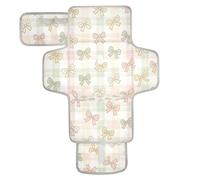 xigua Pastel Bows Plaid Portable Diaper Changing Pad, Waterproof Baby Changing Mat with Storage Pocket & Built-in Pillow, Foldable Travel Pad, Newborn Gift Set for Boy Girl