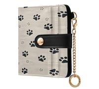 xigua Paws Netural Print Wallet for Women, Small Slim PU Leather Credit Card Wallets RFID Blocking Bifold, Zipper Coin Pocket Purse