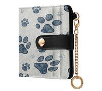 xigua Paws Print Wallet for Women, Small Slim PU Leather Credit Card Wallets RFID Blocking Bifold, Zipper Coin Pocket Purse