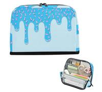 xigua Pencil Case Blue Creamy Dripping Large Pencil Pouch for School College Office Upright Pencil Organizer for Student Teens