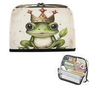 xigua Pencil Case Crowned Frog Large Pencil Pouch for School College Office Upright Pencil Organizer for Student Teens