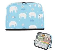 xigua Pencil Case Cute White Elephants Large Pencil Pouch for School College Office Upright Pencil Organizer for Student Teens