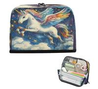 xigua Pencil Case Flying Horse at Night Sky (1) Large Pencil Pouch for School College Office Upright Pencil Organizer for Student Teens