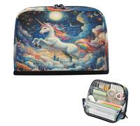 xigua Pencil Case Flying Horse at Night Sky Large Pencil Pouch for School College Office Upright Pencil Organizer for Student Teens