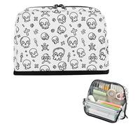 xigua Pencil Case Hand Drawn Skulls Large Pencil Pouch for School College Office Upright Pencil Organizer for Student Teens