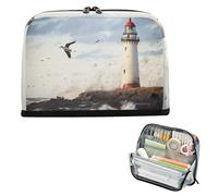 xigua Pencil Case Lighthouse on Coast Large Pencil Pouch for School College Office Upright Pencil Organizer for Student Teens