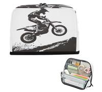 xigua Pencil Case Motorcycle Rider in The Air Large Pencil Pouch for School College Office Upright Pencil Organizer for Student Teens