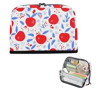 xigua Pencil Case Red Apples with Snowflakes Large Pencil Pouch for School College Office Upright Pencil Organizer for Student Teens