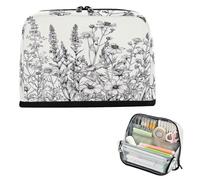 xigua Pencil Case White and Black and Flower Large Pencil Pouch for School College Office Upright Pencil Organizer for Student Teens