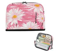 xigua Pencil Case White Daisies Large Pencil Pouch for School College Office Upright Pencil Organizer for Student Teens
