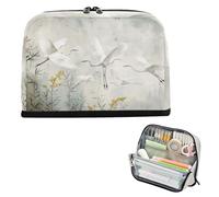 xigua Pencil Case White Egrets （1） Large Pencil Pouch for School College Office Upright Pencil Organizer for Student Teens