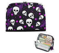 xigua Pencil Case White Skulls Large Pencil Pouch for School College Office Upright Pencil Organizer for Student Teens