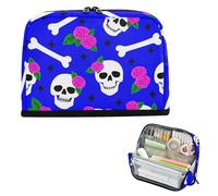 xigua Pencil Case White Skulls Large Pencil Pouch for School College Office Upright Pencil Organizer for Student Teens