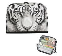 xigua Pencil Case White Tiger Large Pencil Pouch for School College Office Upright Pencil Organizer for Student Teens