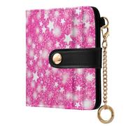 xigua Pink Sparkling Glitter Printing Women's RFID Wallet -Sof Leather Small Ladies Purse with Zipper Coin Pocket & ID Window - Purse Card Holder for Women1116
