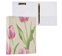xigua Pink Tulips 3 Ring Binders 1.5 Inch Round Rings Binder Clear Presentation View Holds 200 Sheets for Letter Binder Pouches Office Supplies-1Pack