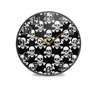 xigua Pirate Bones Wall Clock - Silent Non-Ticking Round Wall Clocks, Battery Operated Modern Creative Clocks for Living Room Kitchen Home Office 12 Inch