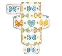 xigua Playful Bow Pattern Portable Diaper Changing Pad, Waterproof Baby Changing Mat with Storage Pocket & Built-in Pillow, Foldable Travel Pad, Newborn Gift Set for Boy Girl