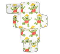 xigua Playful Cartoon Frog Portable Diaper Changing Pad, Waterproof Baby Changing Mat with Storage Pocket & Built-in Pillow, Foldable Travel Pad, Newborn Gift Set for Boy Girl