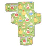 xigua Playful Chickens Portable Diaper Changing Pad, Waterproof Baby Changing Mat with Storage Pocket & Built-in Pillow, Foldable Travel Pad, Newborn Gift Set for Boy Girl