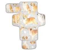 xigua Playful Snowflake Pup Portable Diaper Changing Pad, Waterproof Baby Changing Mat with Storage Pocket & Built-in Pillow, Foldable Travel Pad, Newborn Gift Set for Boy Girl